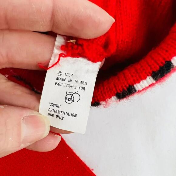 Vintage Scottie Dog Terrier Christmas Stocking Knit Dept 56 1984 22" - Picture 2 of 3